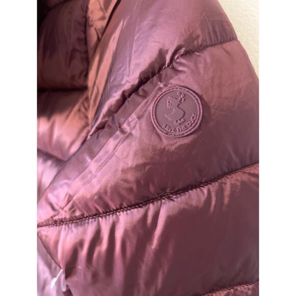 new Save the Duck Sz S Purple Burgundy Mei Faux Fur Collar Puffer Jacket coat - Picture 4 of 6